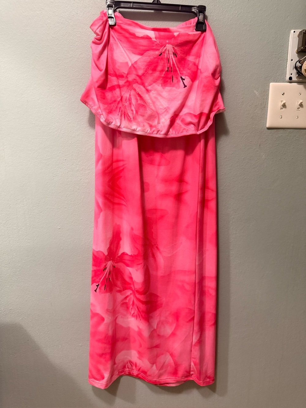 Amazon Women's Pink Floral Strapless Maxi Dress